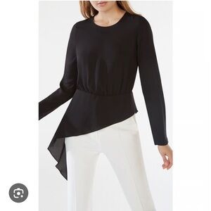 Bcbg maxazria Eugenie asymmetrical chiffon top size M black new with tags